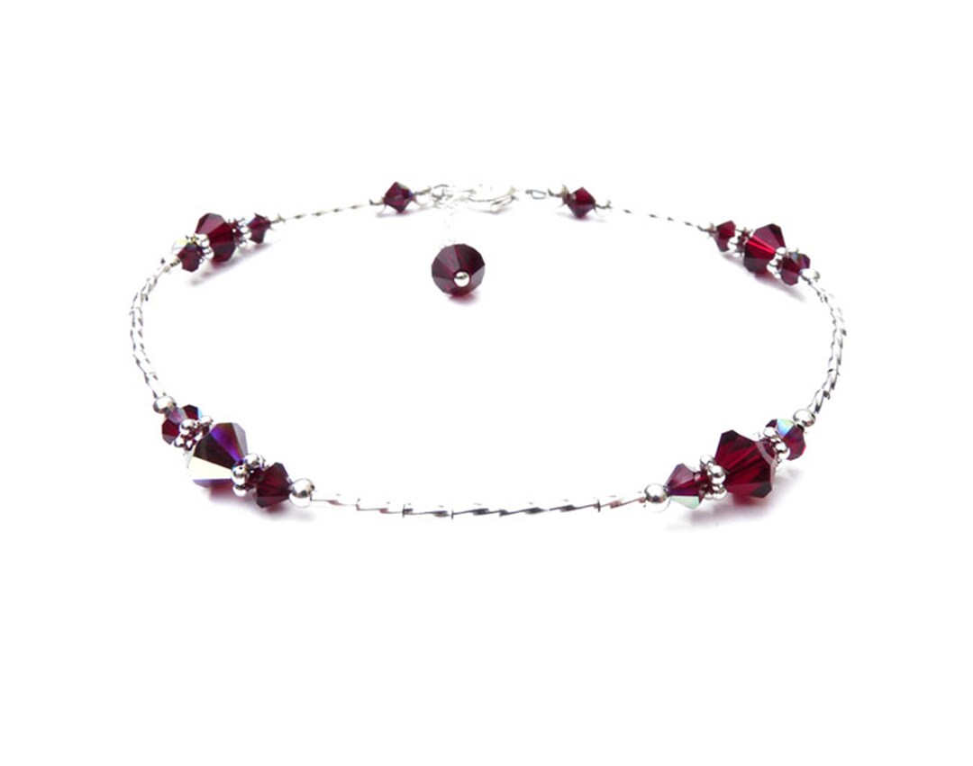 Garnet Birthstone Anklet January Birthstone Jewelry Handmade Silver garnet-birthstone-anklet-january-birthstone-jewelry-handmade-silver