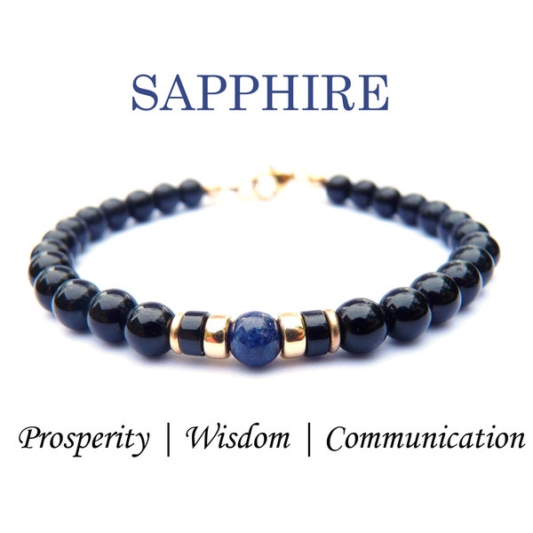 Mens Sapphire Bead Bracelet Etsy