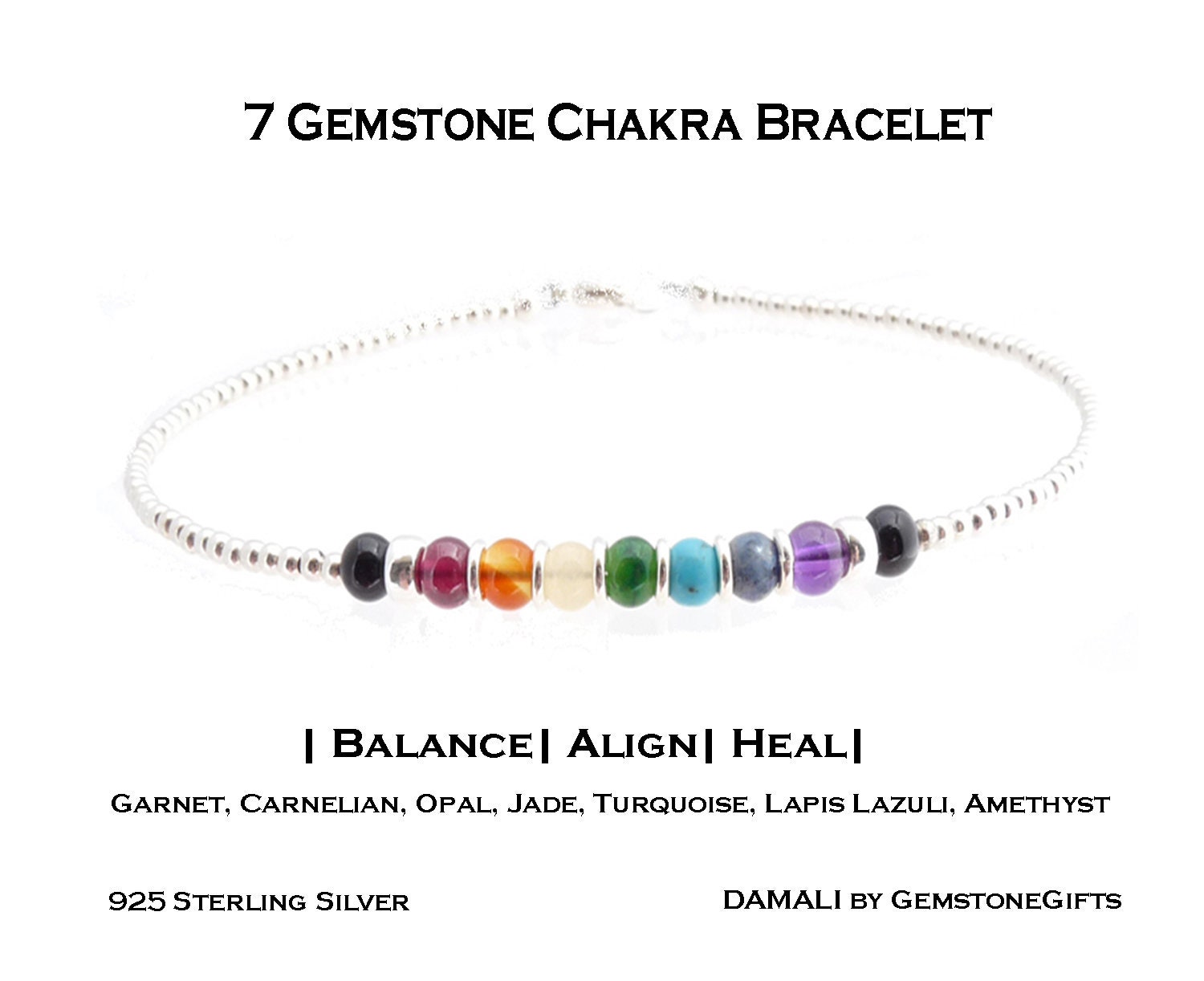 Bracelet 7 Chakras  Harmonisation Chakras - Authentiques Minéraux