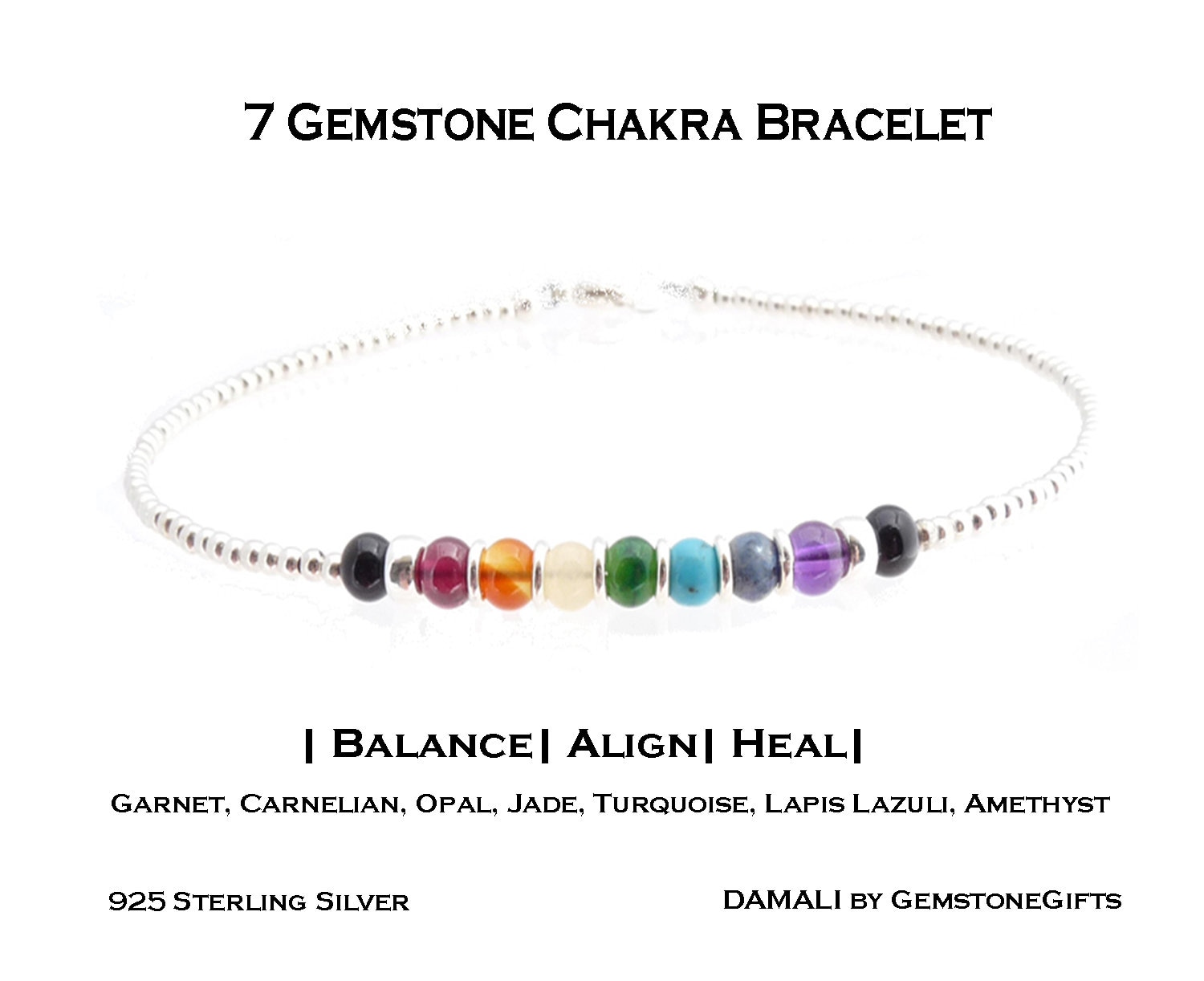 Chakra bracelet with genuine stones sale