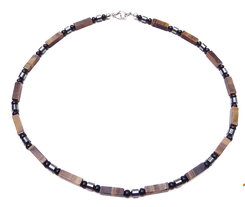 Tigers Eye Bead Necklace Authentic Crystal Healing Necklace Genuine Chakra Jewelry COURAGE Mens Beaded Gemstone Necklace