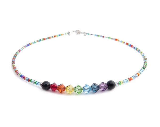 Sterling 7 Chakra Bracelet or Anklet Beaded Healing Crystals Spiritual Affirmation Mindfulness Gifts Anxiety Stress