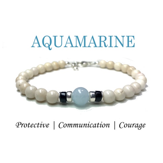 Blue Aquamarine Birthstone Bracelets for Men or Women 6MM March Pisces Aries Zodiac Gemstone Crystal Beaded Bracelets Etsy Canada