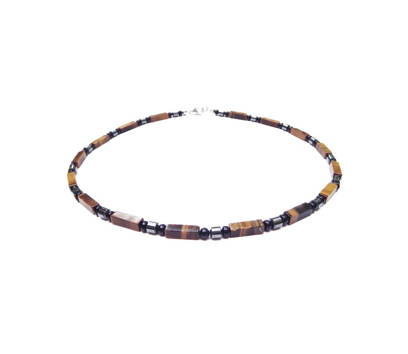 Tigers Eye Bead Necklace Authentic Crystal Healing Necklace Genuine Chakra Jewelry COURAGE Mens Beaded Gemstone Necklace