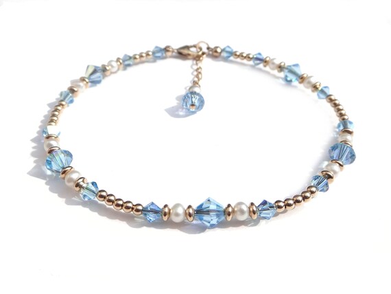 Aquamarine ankle bracelet deals