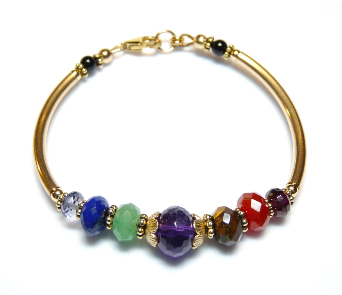 Authentic Chakra Bracelet 14kt GF Healing Crystals Gold Etsy