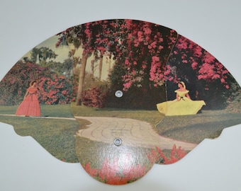 Vintage Decorative Advertising Fan for Funeral Home The Dazzling Cypress Gardens 1920