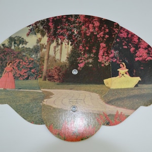 Vintage Decorative Advertising Fan for Funeral Home The Dazzling Cypress Gardens 1920