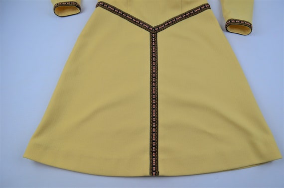 Women's Handmade Mod Hippie Long Sleeve Dress Yel… - image 7
