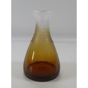 Vintage Mid Century Ombre Amber Glass Carafe Frosted Etched 7.5&quot; Decanter Vase