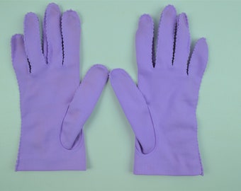 Size 6-12 Ruched Beige Hansen Nylasuede Washable 4-Button Length Gloves NOS