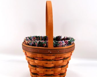 Longaberger 1996 Easter Basket Liner Egg Print Cloth Plastic Protector Handle