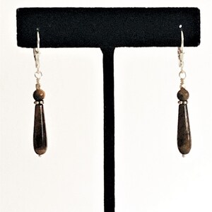 Tiger eye and Sterling silver dangling earrings, .925 Sterling silver lever back ear wires, Healing gemstones, Brown and gold stones, Gift