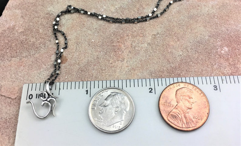 lobster clasp Silver necklace antiqued and shiny Sterling silver chain Sterling silver OM pendant necklace Yogi necklace OM necklace
