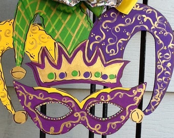 Mardi Gras Door Hanger Mardi Gras Sign Mardi Gras Door Sign Etsy