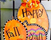 Happy fall y 39 all sign, happy fall sign, fall door sign, pumpkin door sign, fall door decor, pumpkin door hanger, halloween door sign,