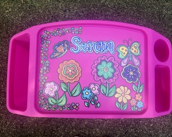 Girls activity tray, girls lap tray, girls TV tray, butterfly lap tray, butterfly TV tray, kids game tray, girls arts craft tray