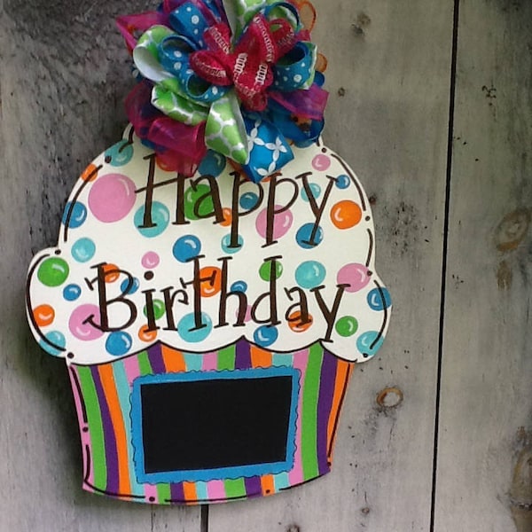 Birthday door hanger, birthday door sign, birthday countdown sign, happy birthday sign, cupcake sign, cupcake door sign, cupcake door hanger