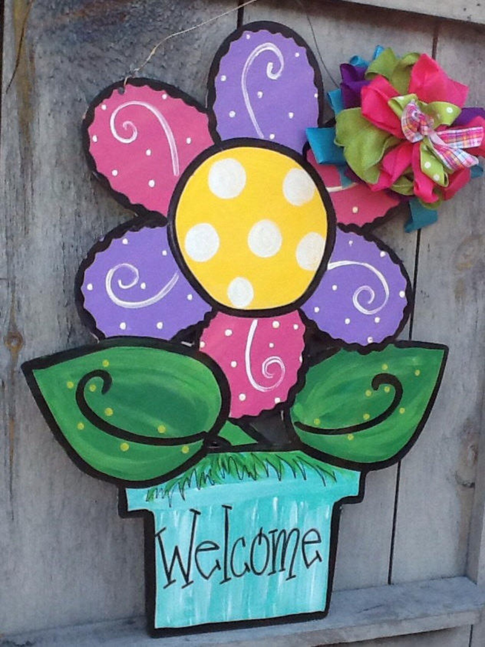 Flower Door Hanger Summer Door Hanger Spring Door Hanger Etsy