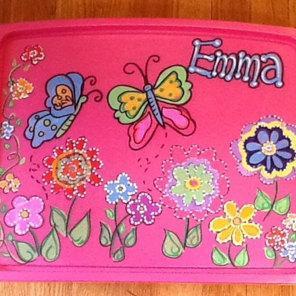 Girls activity tray, girls lap tray, girls TV tray, butterfly lap tray, butterfly TV tray, kids game tray, girls arts craft tray