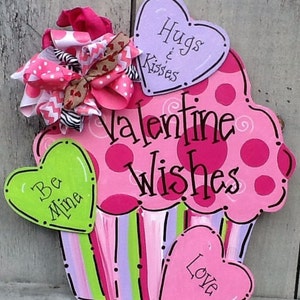 Valentines door hanger, valentines sign, cupcake sign, cupcake door hanger image 2