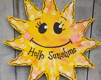 Sunshine summer door hanger, sun door hanger, sun door sign, let the sunshine sign, hello sunshine sign, summer sign, summer door sign