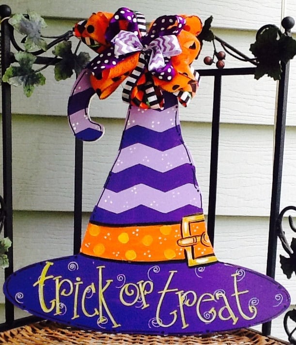 Witches Hat Door Sign Witches Hat Door Hanger Halloween Door - Etsy
