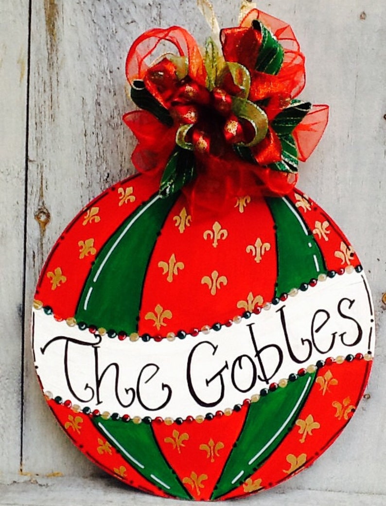 Ornament Name Door Sign Ornament Door Hanger Christmas Door Etsy