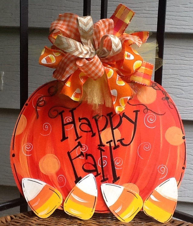 Pumpkin door sign, pumpkin sign, candy corn sign, happy fall y'all sign, fall door sign, fall door hanger, halloween door sign, halloween