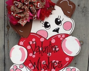 Valentines sign, valentines door hanger, valentines puppy sign, puppy door sign, valentines heart sign, valentines card, valentines decor