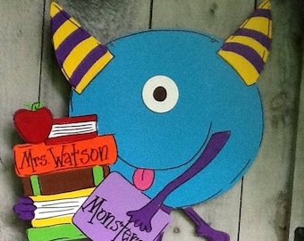 Teacher door hanger, classroom door hanger, school door hanger, school sign, monster sign, class sign, class door sign, teacher sign, school