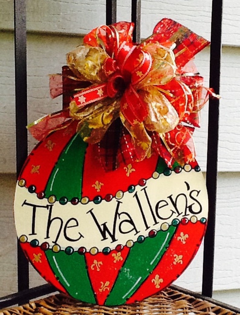 Ornament Name Door Sign Ornament Door Hanger Christmas Door Etsy