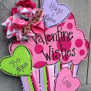 Valentines door hanger, valentines sign, cupcake sign, cupcake door hanger image 3