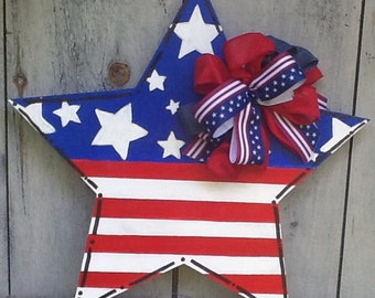 Patriotic door sign, patriotic door hanger, star door hanger, star door sign, usa door sign, USA door hanger, God Bless America door sign