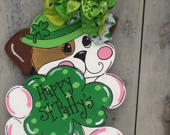 St. Patricks door sign, st. Patricks door hanger, st. Patricks dog sign, leprechaun door hanger, st. Party's door sign, luck of the Irish