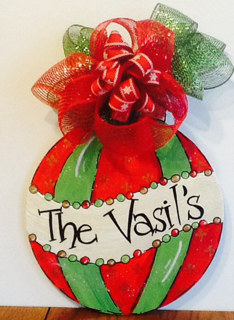 Ornament Name Door Sign Ornament Door Hanger Christmas Door Etsy