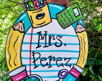 Teacher door sign, teacher sign, school sign, school door sign, classroom sign, classroom door sign, teacher door hanger, classroom decor