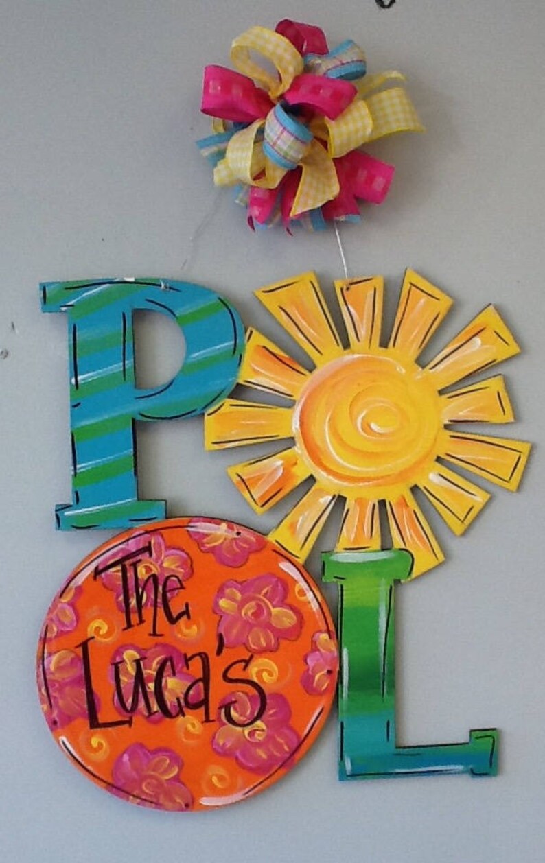 Pool Door Hanger Pool Door Sign Yard Door Sign Yard Door Etsy