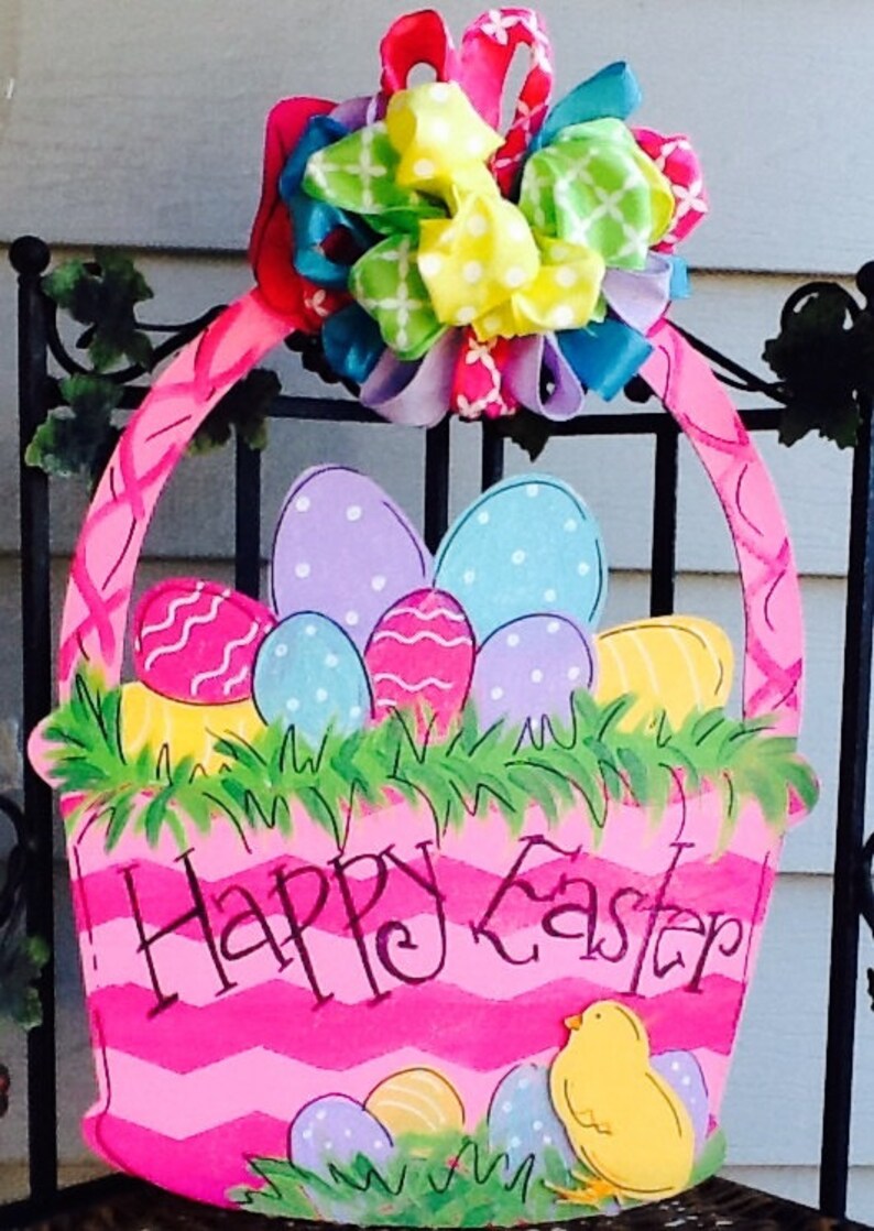 Easter Basket Door Hanger Easter Door Hanger Easter Etsy