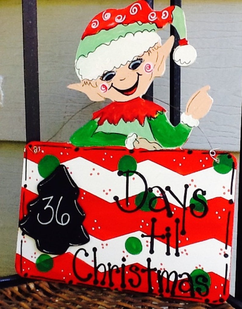 christmas countdown Chalkboard countdown sign elf countdown sign