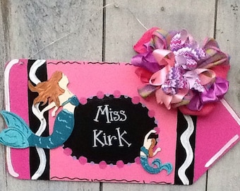Teacher door sign, teacher sign, mermaid sign,  school door sign, classroom sign, classroom door sign, teacher door hanger, classroom decor