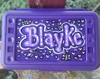 Estuche para lápices personalizado, estuche para lápices de niña, caja de útiles escolares, caja de arte para niñas, caja de arte escolar, caja de arte de regreso a clases, caja de arte con nombre,