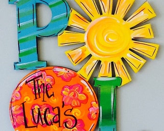 Pool door hanger, pool door sign, yard door sign, yard door hanger, summer door hanger, summer door sign, summer sign, beach door hanger