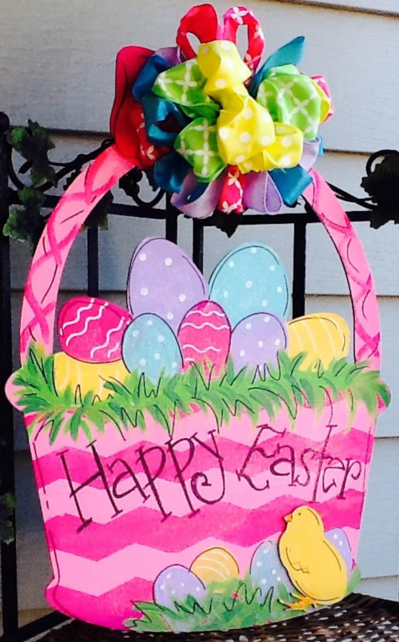 Easter Basket Door Hanger Easter Door Hanger Easter Etsy