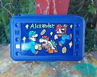 Personalized Mario Characters School Pencil Box, Kids Art Supply Case, mario brothers pencil box, bowser pencil box, boys pencil case