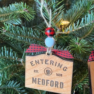 Entering Est. Sign Massachusetts Town Sign Christmas Ornaments, Entering Boston Sign - Etsy