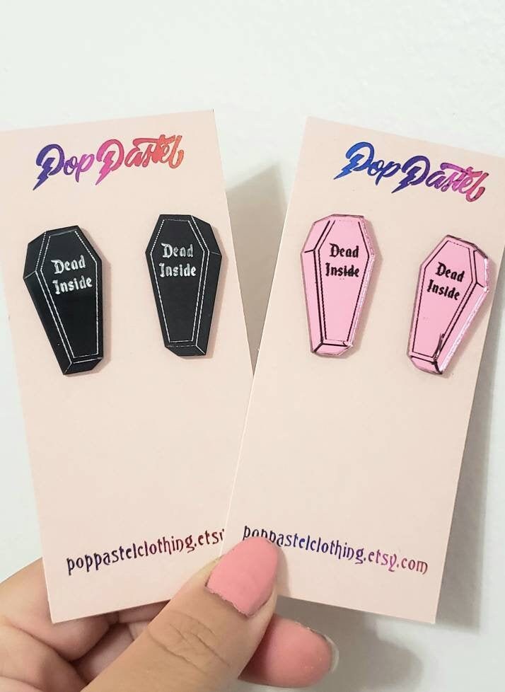 Dead Inside Coffin Earrings | Halloween Earrings | Spooky Earrings | …