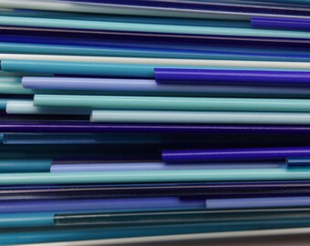 Blue Mixed Stringer Effetre (Moretti) glass rods bundle, 1-3mm, Mixed bundle