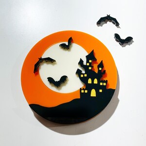 PREORDER - Haunted House Silhouette - Laser cut acrylic brooch