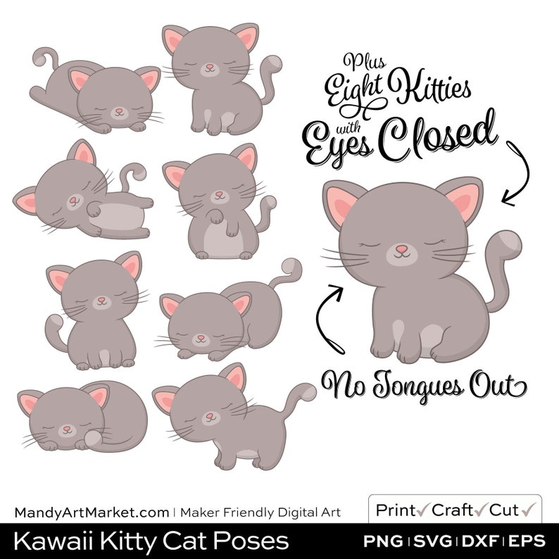 Professional Cute Cat Clipart in Warm Taupe PNG & EPS Vector Formats Includes 32 Cute Kitten Digital Art Pose Variations image 4